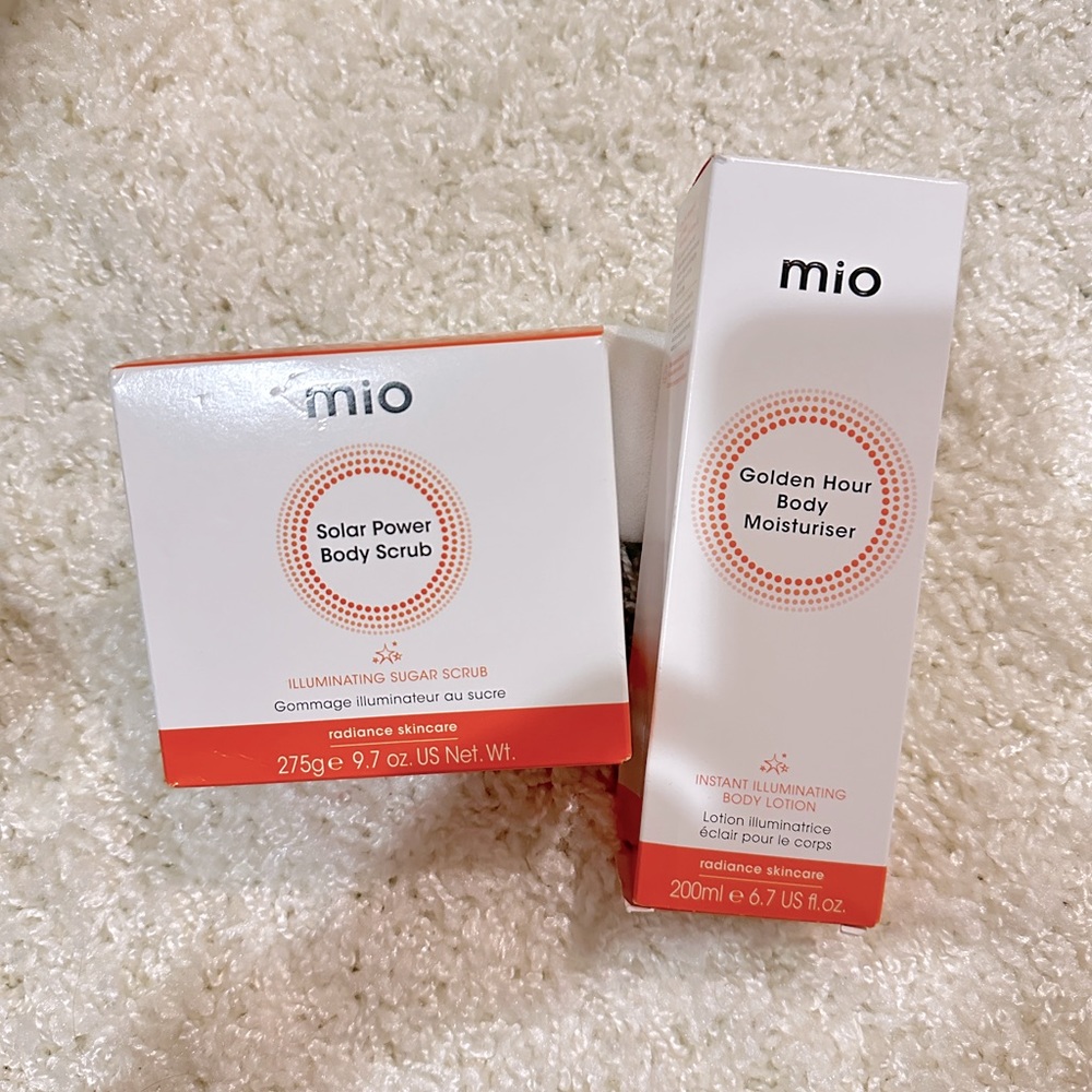 Mio body scrub + body moisturizer